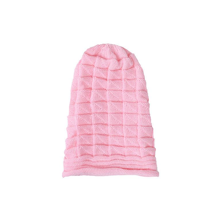 Pullover Hat with Pleats for Skiing, European and American Outdoor Autumn and Winter Knitted Hat, Women's Cuffed Red Wool Hat