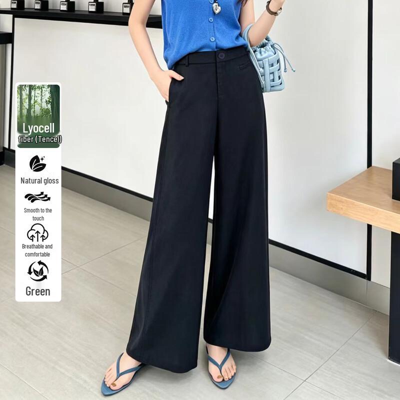 Bailuyu Tencel-Linen Blend High-Waist Drape Pants L