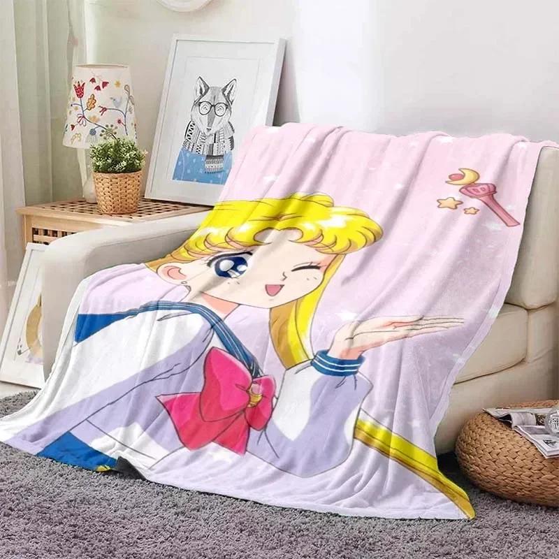 Anime Kawaii Sailor Moon Zuhause Cartoon Bedruckte Decke Picknickdecke Warmer Flanell Weich und Bequem Zuhause Reisen Geburtstagsgeschenk
