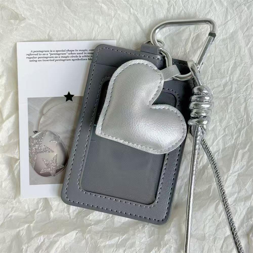Sweet Cool PU Leather Card Sleeve Bag Pendant Korean Style Bus Card Protector ID Card Holder ID Protection