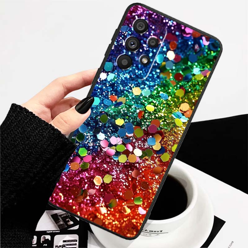 Shining creative patterns For Samsung A73 A72 A71 A55 A54 A53 A52 A51 A13 A22 A16 A15 A12 A14 A26 A07 5G Black Phone Case