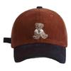 Corduroy Embroidered Teddy Bear Baseball Cap Adjustable Corduroy Material Sun Protection for All Seasons