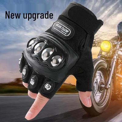 Pánské ocelové půlprsté motocyklové taktické rukavice pro jízdu
