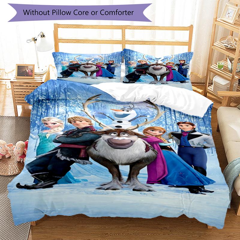 3pcs Elsa Bedding Set Duvet Cover Closure Includes 1 Duvet Cover & 2 Pillowcases, Soft and Comfortable for All Seasons.