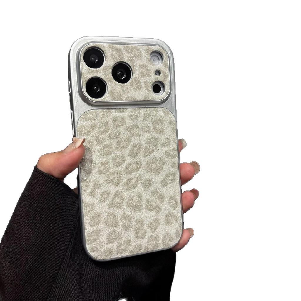 iPhone 17 Pro Max Glitzernder Leopardenmuster-Case - Modische Ledertextur, Passt für Apple 15/16.