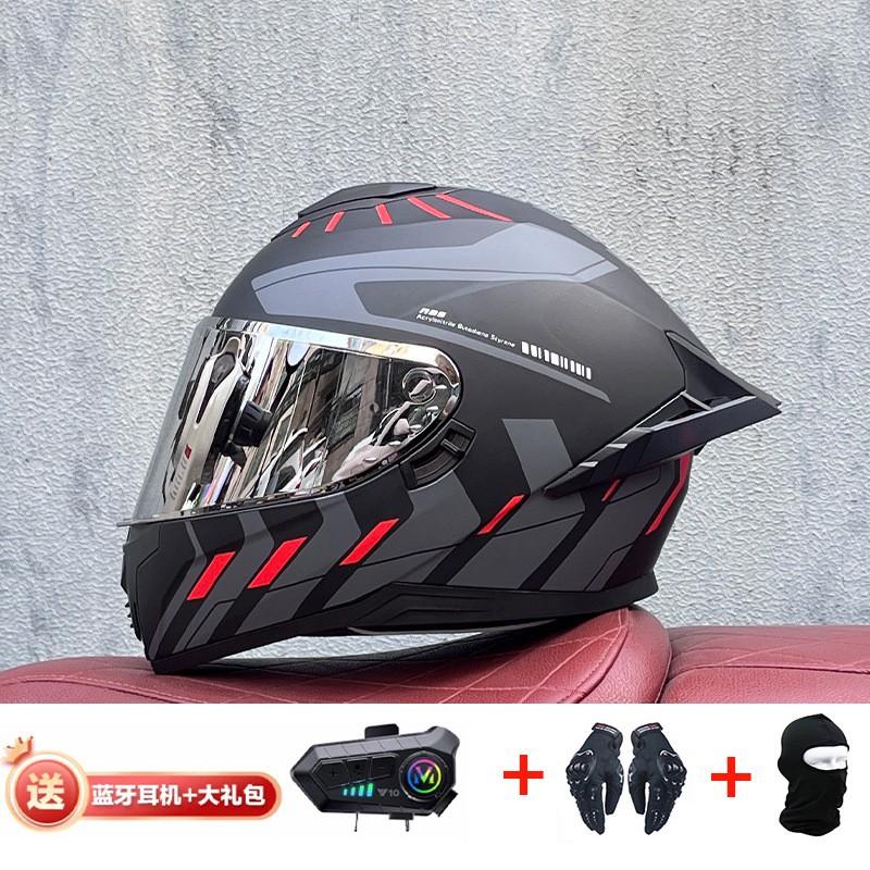 Full Face Motorcycle Helmet With External Bluetooth Module Men Women Large Rear Wing Sport Style DOT Approved