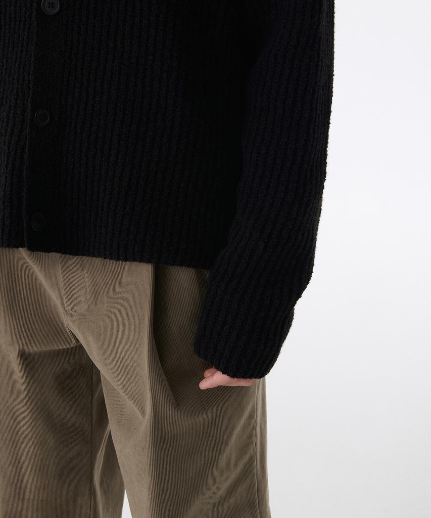Musinsa Standard Boucle Ribbed High-Neck Cardigan [Black]