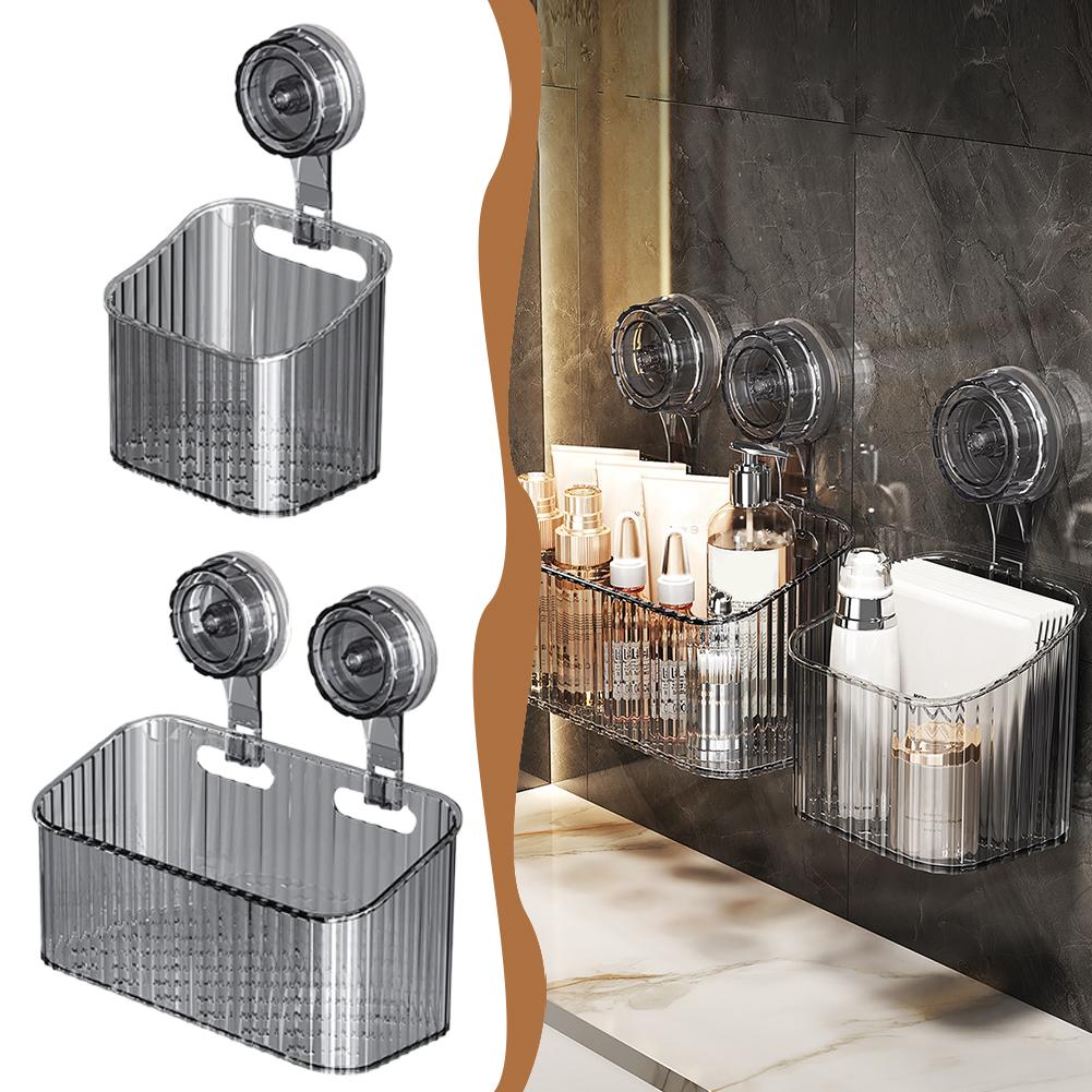 Bathroom Suction Cup Storage Rack Wall Mounted No Punching Storage Box Cosmetics Kitchen  Organizers Multifunctional Storage