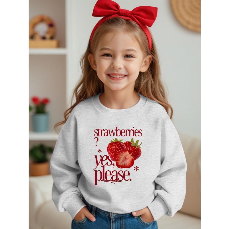 European Size Girls  Casual Fashion Round Neck Sweatshirt, Sports Top Printed Sweatshirt 110