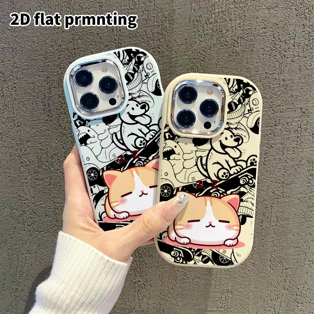 Phone Case: 2D flat design, suitable for iPhone 18, 17, 16, 15, 14, 13 Pro protective cases, dozing orange cat, perfect holiday gift for Christmas and