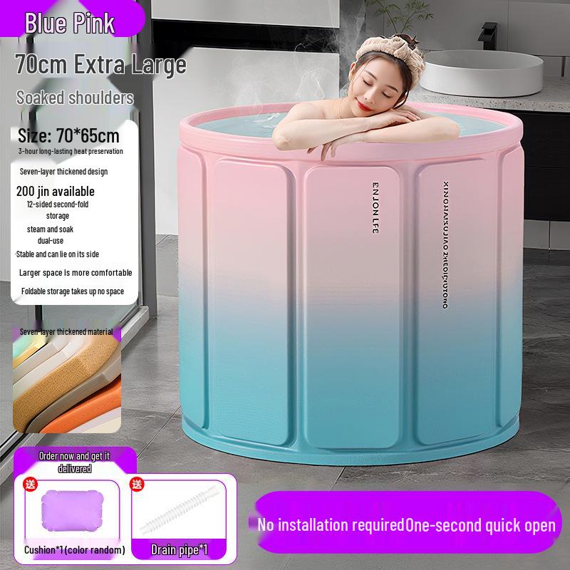 Lengvai montuojama sulankstoma vonia suaugusiems su izoliacija - Žvaigždėta mėlyna