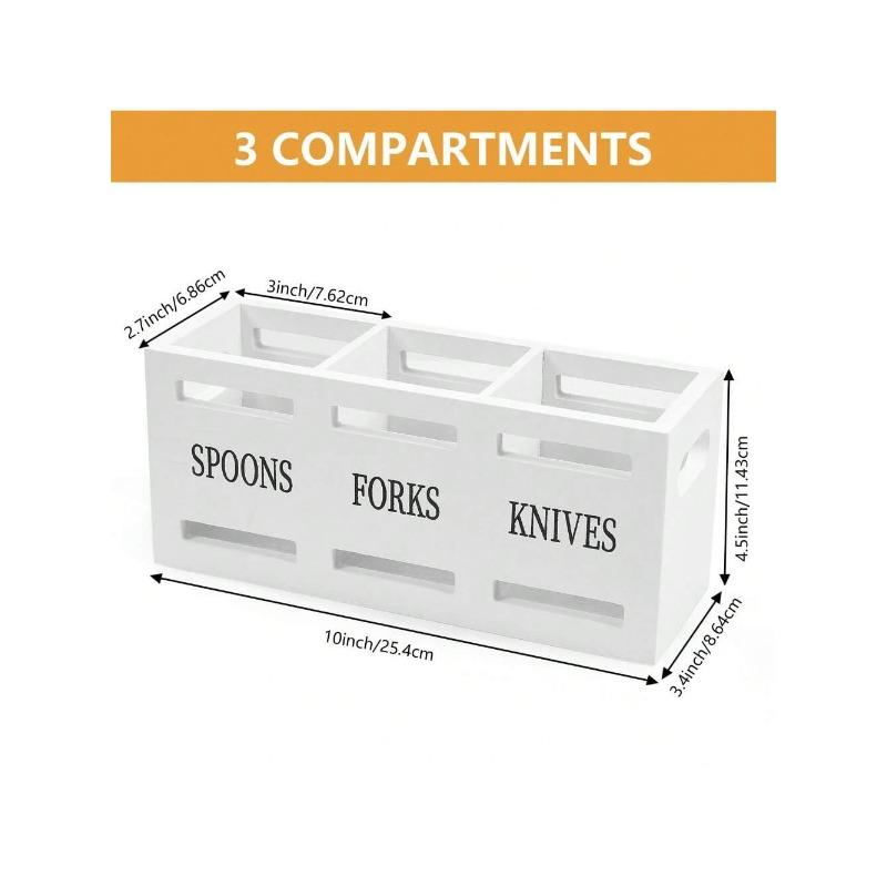 Premium Multipurpose Wood Cutlery Organizer Compact Desktop Storage Box for Kitchen Utensils Dining Tools in Home Bedroom