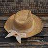 Japanese Big Bow Raffia Woven Versatile Jazz Top Hat Women'S Summer Sunshade Sunscreen Vacation Straw Hat Leisure
