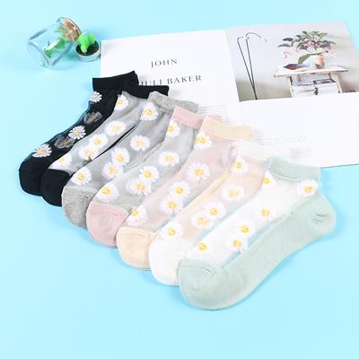 Ladies Spring and Summer New Fashion Leisure Glass Silk Boat Socks