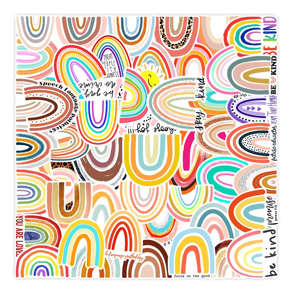 50 Cute Cartoon Rainbow Bridge Stickers for Suitcases, Notebooks, Skateboards, and Cars