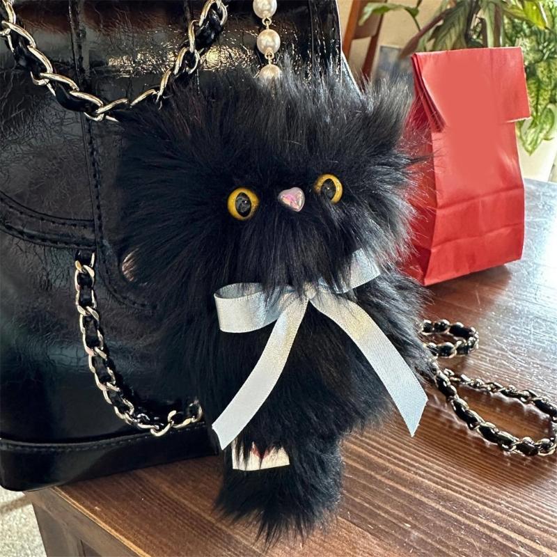 Plush Cat Keychain Cute Decorations Keyring Hanging Ornament Backpack Handbag Charm Pendant Gift for Girls Women