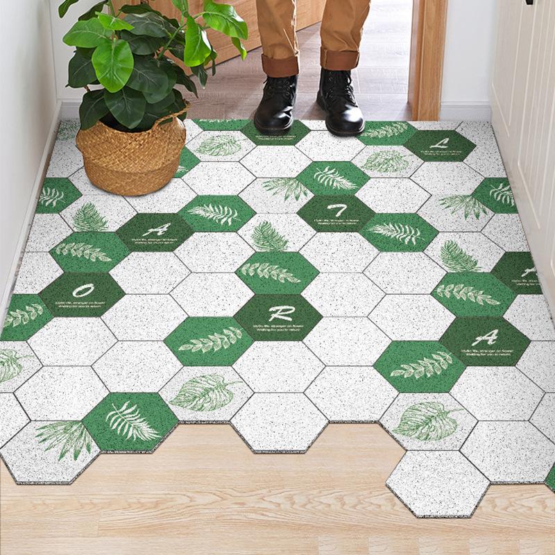 Doormat Carpet Silk Loop Hallway Entrance Mat Hexagon Free Cut Foot Door Mat Stain Resistant Remove Mud Home Indoor Mats Carpet