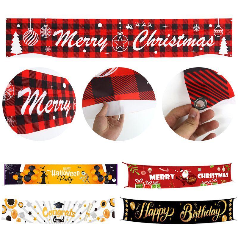 Extra Large Merry Christmas Banner Sign With Eye-catching Red Colors And Jolly Santa Imagery