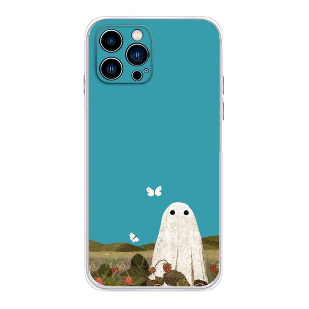 

Cute Ghost Phone Case For iPhone 17,16,15,14,13,12,11 X,Plus,Pro,Max,XR,Plus,E,Mini Transparent Soft Cover iPhone13PROMAX