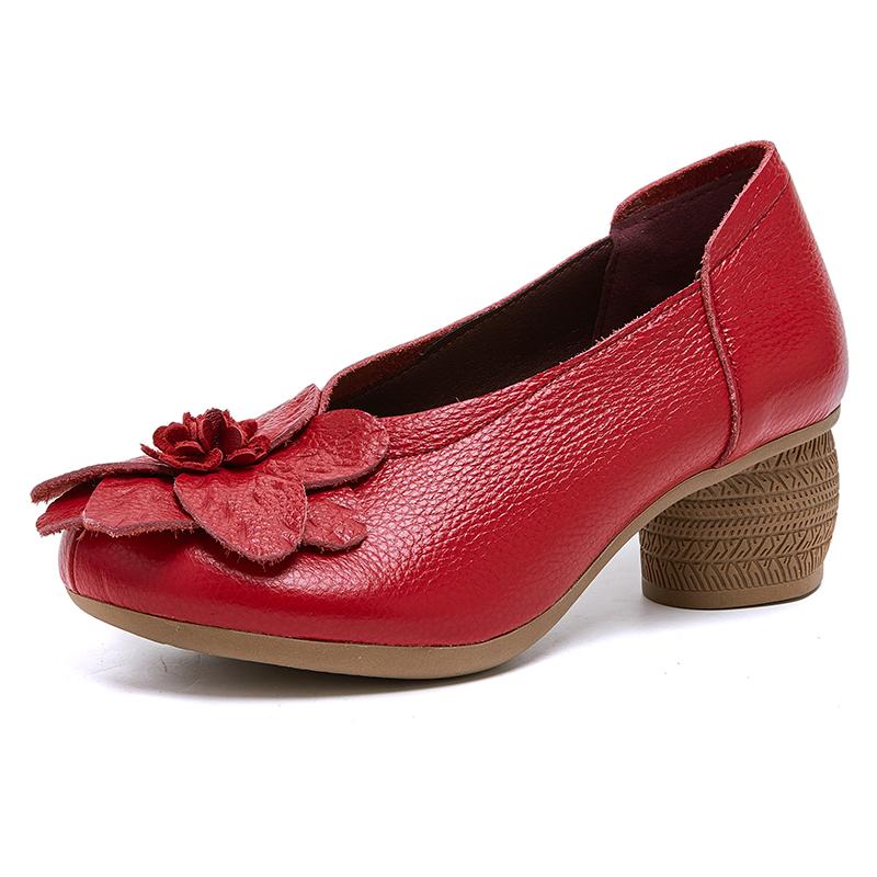 GKTINOO 2025 Spring Flower Genuine Cow Leather Shoes Women Shoes Elegant Shoes Woman Retro Handmade Shoes High Heels