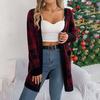 Vintage Christmas Knitwear Sweater Loose Cardigan Long Sleeve V Neck Top for Autumn Winter