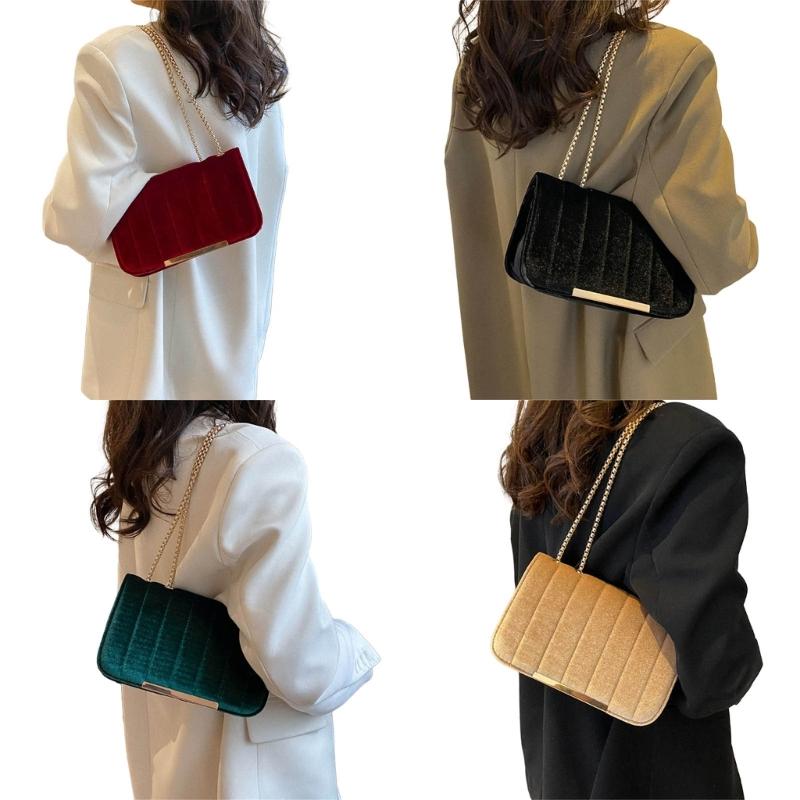 Women Casual Shoulder Bag Small Square Bag Chain Strap Crossbody Bags Simple Clutches Messengers Bags for Wedding Daily