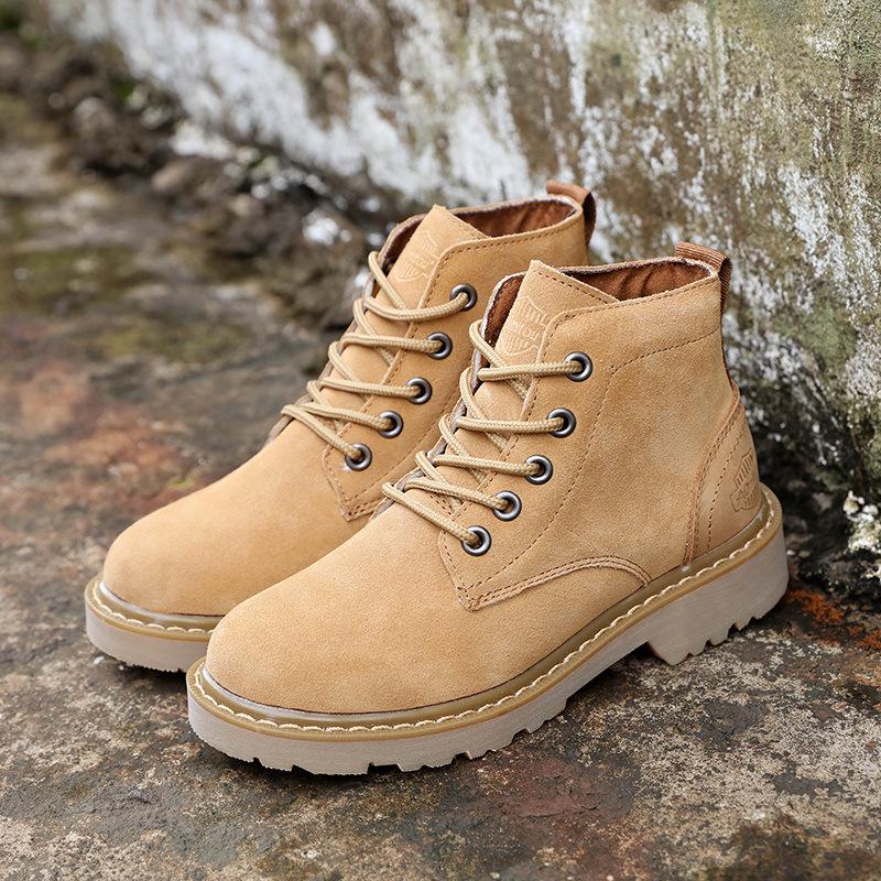 Outdoor Martin Boots Women'S British Short Boots Thick Heel Leather Locomotive Boots Lace-Up Women'S Boots Couple Outdoor Tooling Boots Men'S Boots