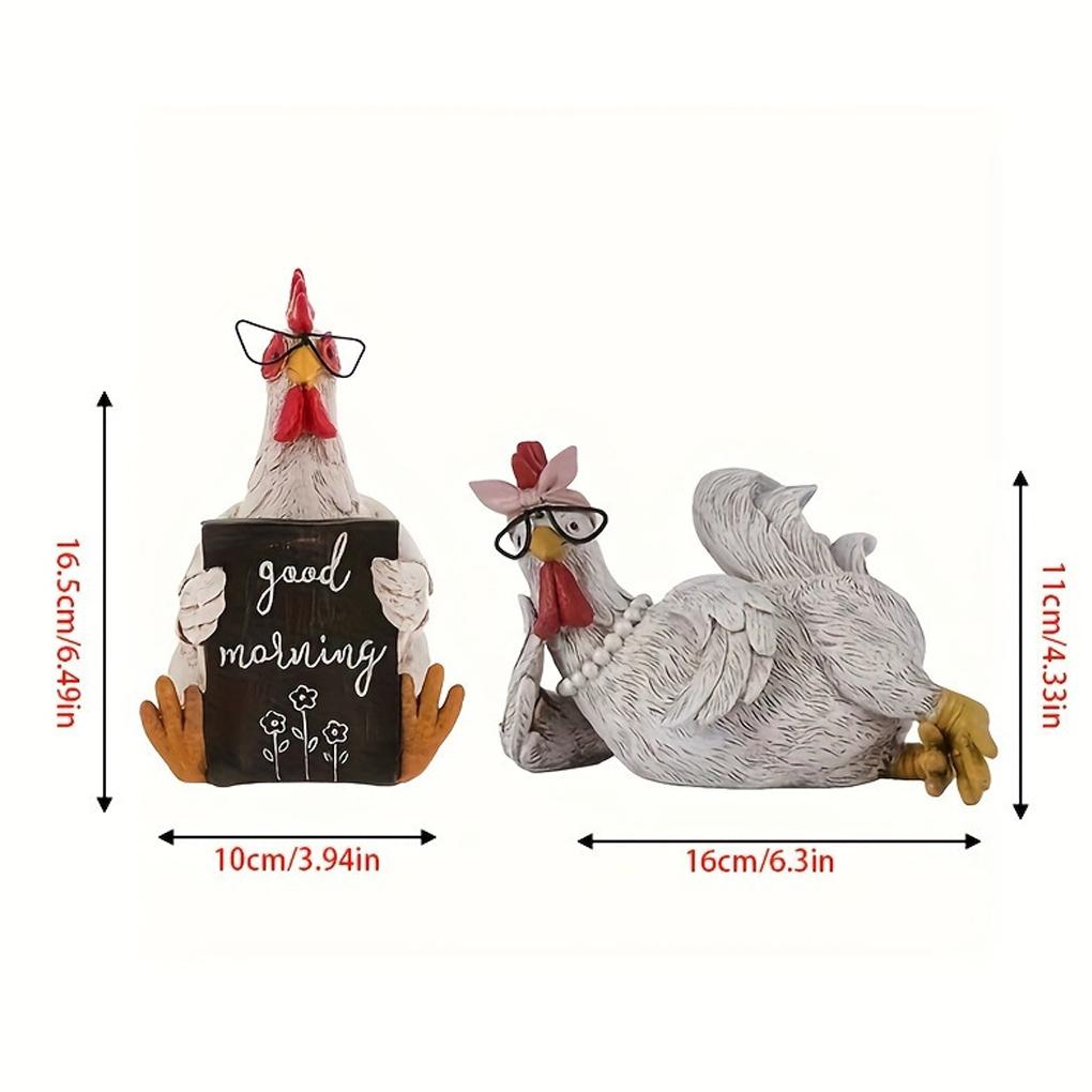 Rooster Statue Decor Statues Garden Farm Yard Lawn Chicken Hen Sculpture Stake Art Resin Craft Courtyard Housewarming Decoration