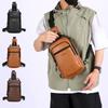 Solid Color Sling Shoulder Bag PU Leather Male Crossbody Bag Leisure Men's Chest Bag  Male