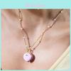 Heart Shaped Copper Necklace With Pink Star Ring And Musical Note For Girls Gift