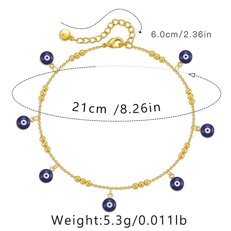 Vintage 18 Karat Vergoldetes Türkisches Auge Tropföl Knöchelarmband für Damen