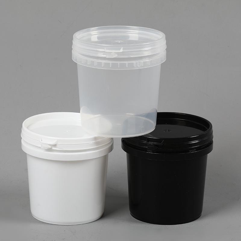 1L Transparent Food Grade Plastic Bucket with Lid for Laundry Pods or Washing Powder