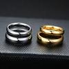 Smooth Stainless Steel Couple Rings Gold Color Simple 4MM Women Men Lovers Wedding Jewelry Engagement Gifts Personalized