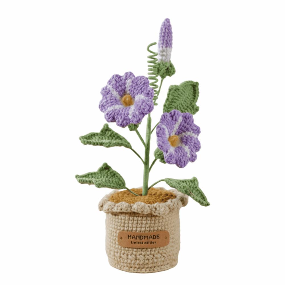 

Handwoven Crochet Flowers Potted Artificial Flowers Creative Fake Flower Desktop Decoration фіолетовий