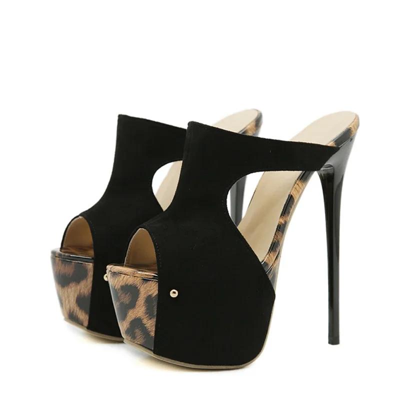 Fashion Eilyken Summer Hollow Out Thin High Heels Women Slippers Design Style Chunky Platform Peep Toe Stripper Prom Slide Shoes