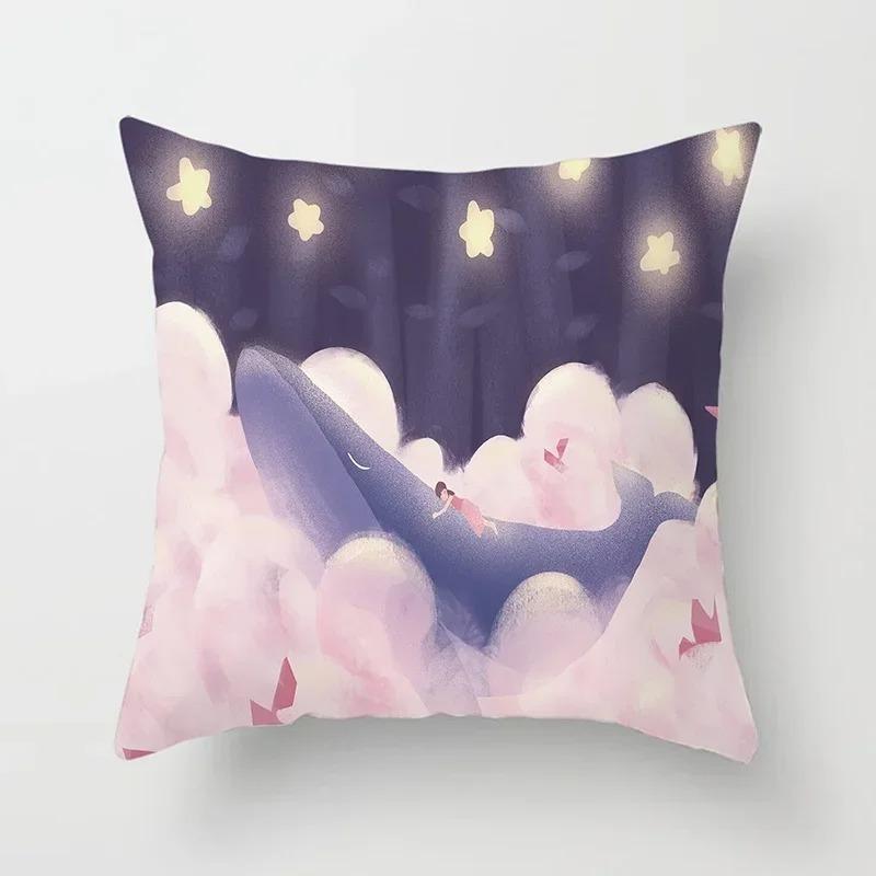 Life Series Printed Pillow Pillow Home Decor Whale Autumn Set Suitable for Bedroom Living Room