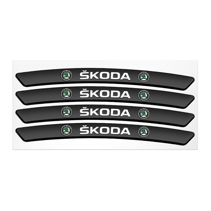 AAABO1 Car Wheel Hub Edge Sticker Emblem Decoration For Skoda Octavia Fabia Rapid Superb Kodiaq Scala Karoq Citigo Kamiq Accessories