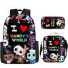 Dandys World Anime Print Backpack Set Students Lightweight School Bag With Crossbody Pouch Pencil Case