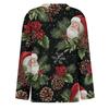 Women's Fashion Casual Slit Hem Round Neck Long Sleeve Loose  Printed T-Shirt Ladies Top