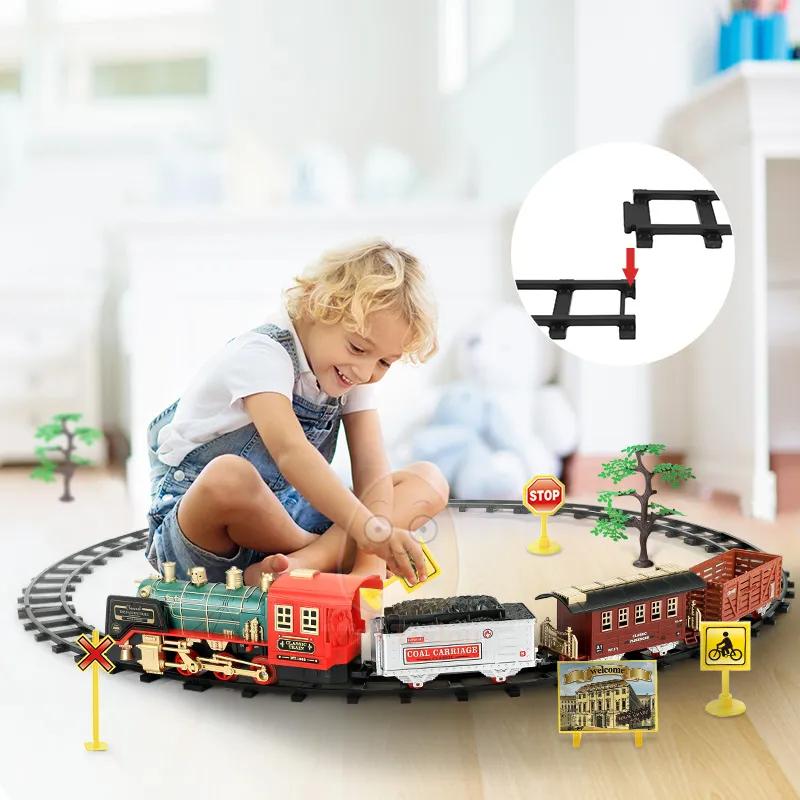 Remote Control Track Train Car Classical Simulation Water Steam Electric Railway Set Christmas Gift Toy For Children B150