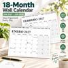 18 Month Spanish Hanging Calendar Jan.2027- Jun. 2028 Planner Calendar Colorful Wall Calendar  Home