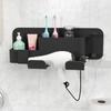Wall Mounted Hair Dryer Storage Rack Multipurpose Organizer Accessory for Bathroom Shower Hair Dryer Bracket