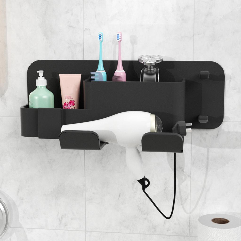 Wall Mounted Hair Dryer Storage Rack Multipurpose Organizer Accessory for Bathroom Shower Hair Dryer Bracket
