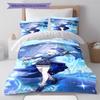 Genshin Pattern Bedding,Quilt Set Quilt Cover Pillowcase Home Birthday Gift (1 * duvet cover + 2 * pillowcase, without core)