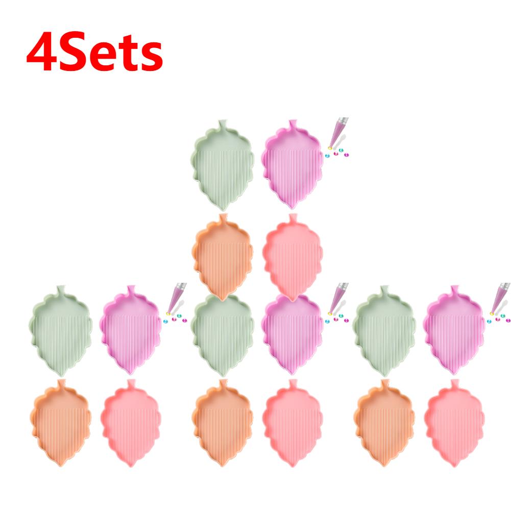 4 Pcs Art Painting Beads Sorting Tray Craft Tool Leaf Multiple Color Diamond Art Paints Accessories Tray for DIY Craft Painting