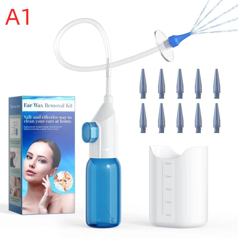 1 Set Two-Chamber Ear Irrigation Kit With Nozzle Tips Multi-Tip Electricmanual For Adults Home Ear Cleaning Irrigator