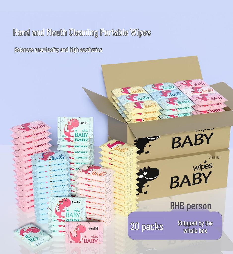 Portable Baby Hand & Mouth Wipes - Pure Water, Disposable Infant & Toddler Wet Wipes