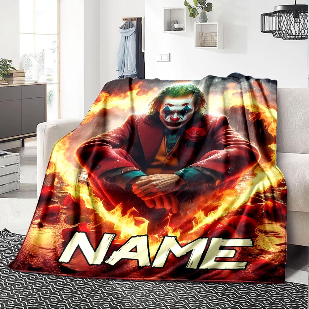 Customiz Name Personality Joker Blanket Soft &Warm Sofa Office Bed Travel Lunch Break Blanket, Gift Suitable All Seasons