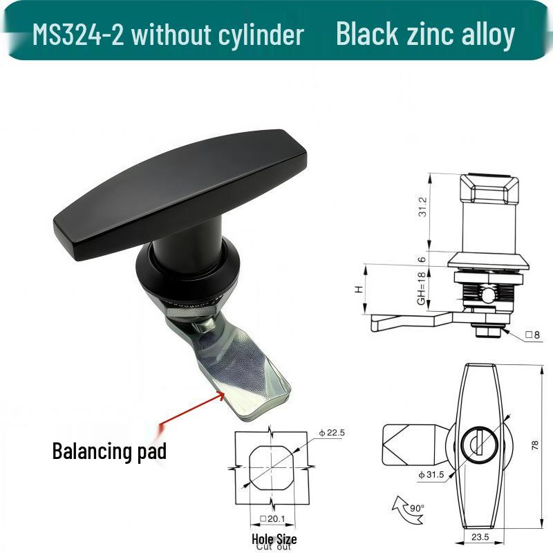 MS324 Zinc Alloy T/L-Type Handle Lock for Air Purifier Door and Industrial Equipment
