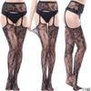 Sexy Elastic Fishnet Stockings with Garter Belt - Women's Open Crotch Fine Mesh Anti-Slip